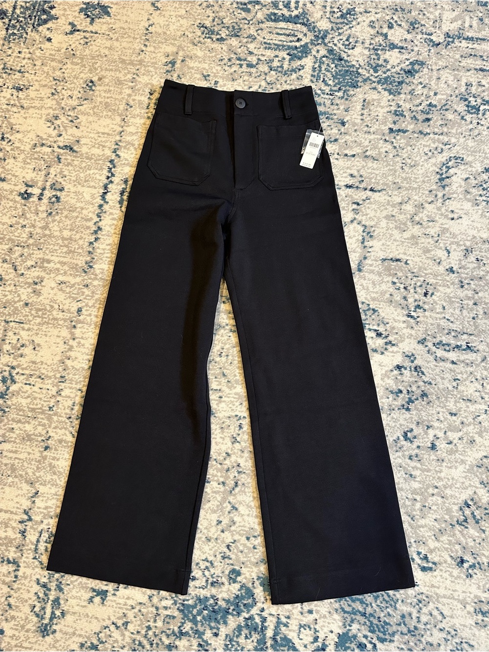 Maeve Colette Pants Black Ponte Cropped Wide Leg High Rise Size 27T